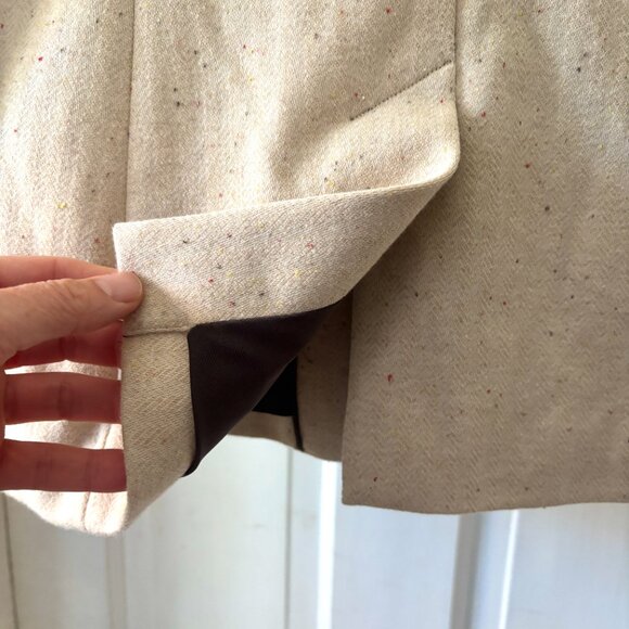 ecru Single Button Speckled Blazer Cream Size 2 - Picture 11 of 14